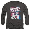 thumbnail image 1 of My Little Pony Retro Brony 4 Life Long Sleeve Adult 18/1 T-Shirt Charcoal, 1 of 1