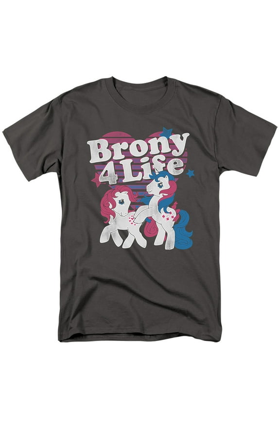 My Little Pony Retro Brony 4 Life S/S Adult 18/1 T-Shirt Charcoal