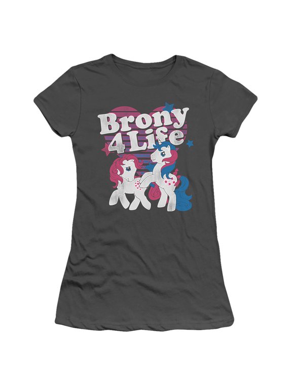 My Little Pony Retro Brony 4 Life S/S Junior Women's T-Shirt Sheer Charcoal