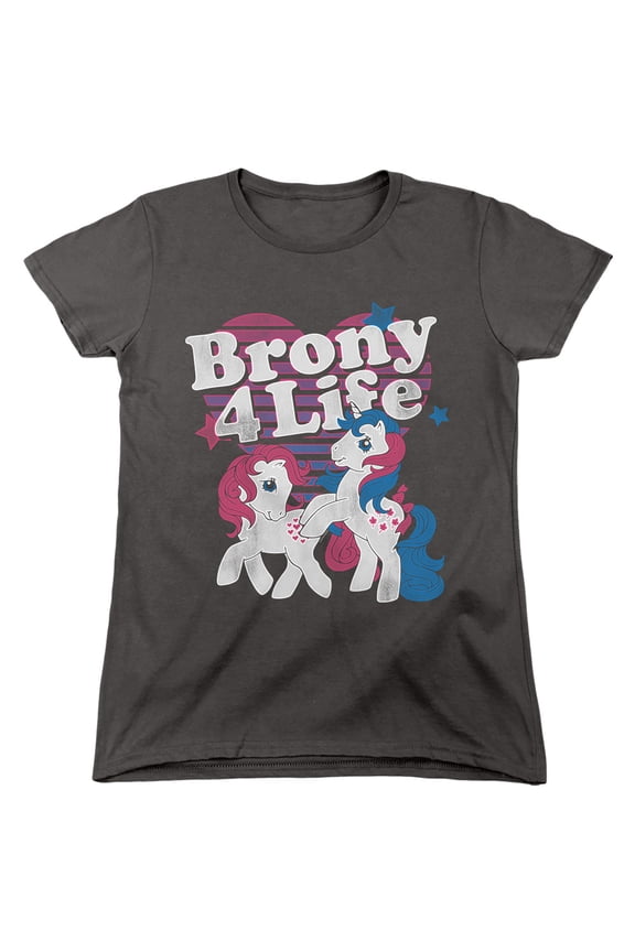 My Little Pony Retro Brony 4 Life S/S Women's T-Shirt Charcoal