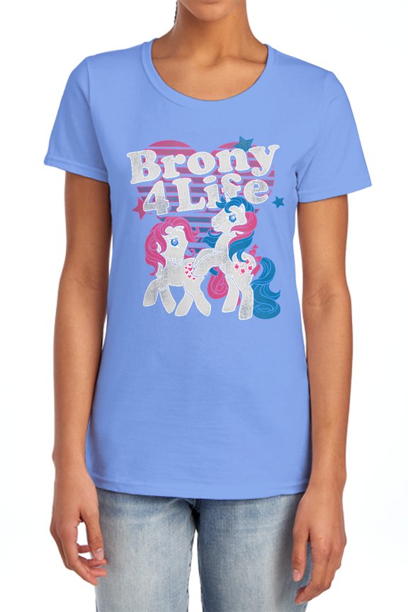 My Little Pony Retro Brony 4 Life Women's T Shirt, Carolina Blue, Large