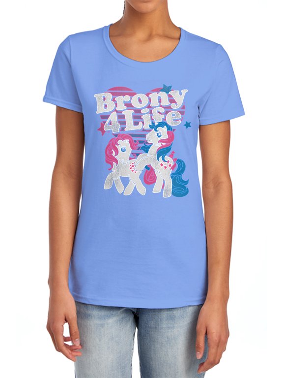My Little Pony Retro Brony 4 Life Women's T Shirt, Carolina Blue, Small