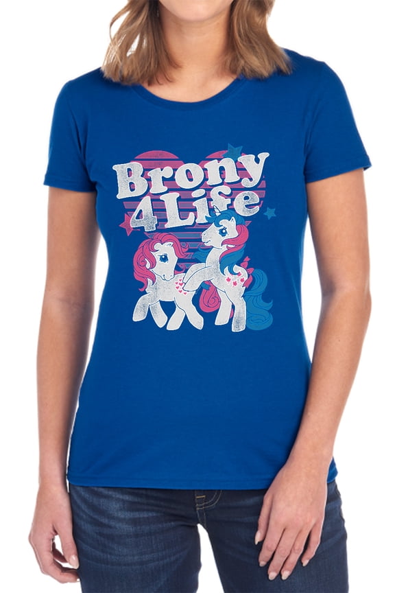 My Little Pony Retro Brony 4 Life Women's T Shirt, Royal, Medium