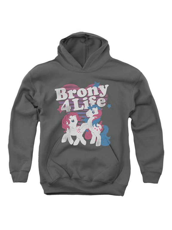 My Little Pony Retro Brony 4 Life Youth Pullover Hoodie Sweatshirt Charcoal