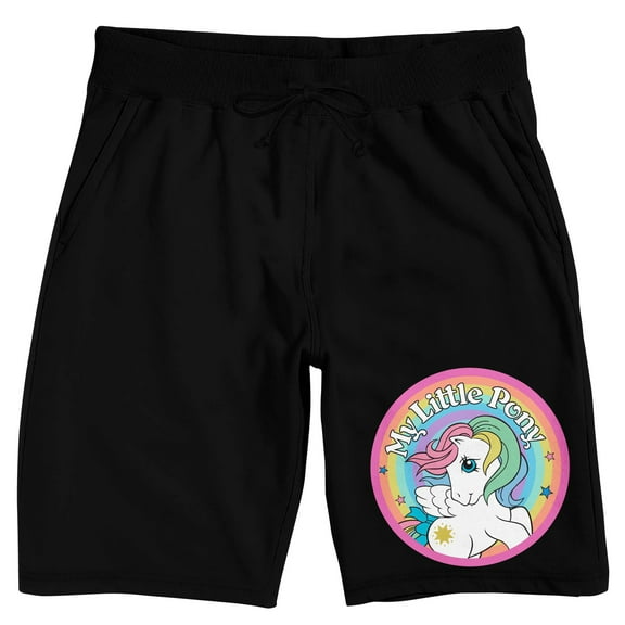 My Little Pony Retro Logo Men's Black Sleep Pajama Shorts-Medium