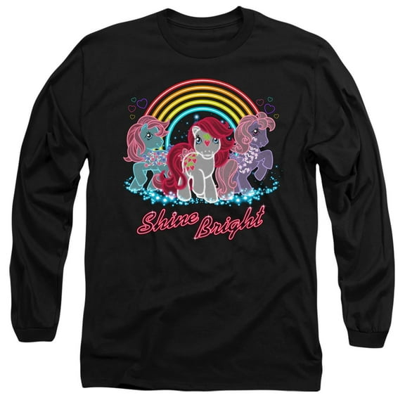 My Little Pony Retro Neon Ponies Long Sleeve Adult 18/1 T-Shirt Black