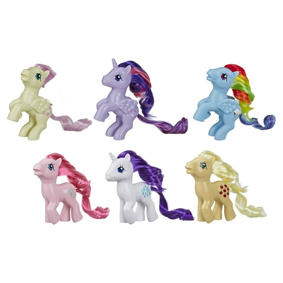 My Little Pony Retro Rainbow Mane 6 80S-Inspired Collectable Figures, 6 Count