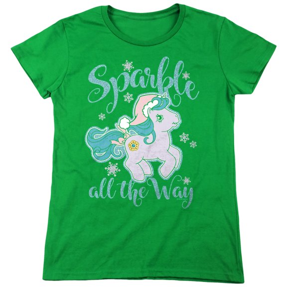 My Little Pony Retro Sparkle All The Way Women's T Shirt, Kelly Green, Large