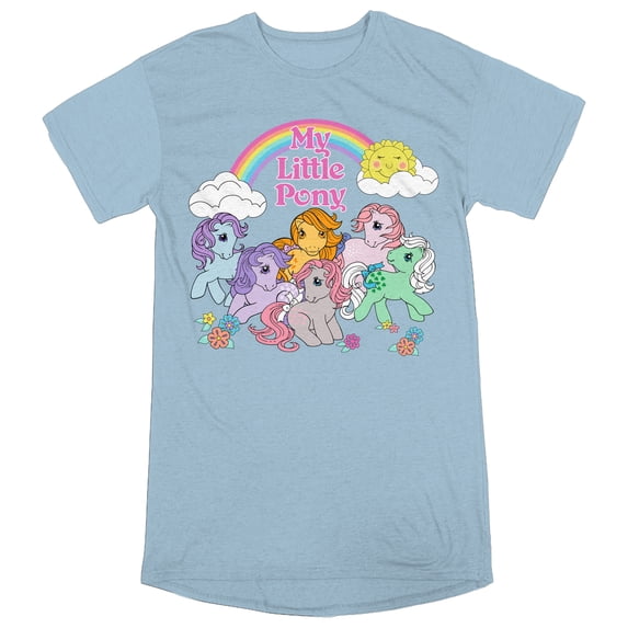 My Little Pony Retro Title Image Women's Blue Short Sleeve Sleep Shirt-Small