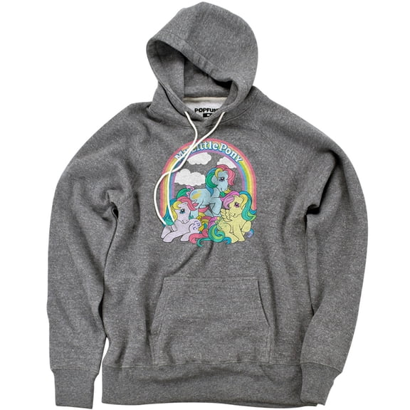 My Little Pony Retro Under The Rainbow Unisex Adult Slim Fit Pull-Over Heather Hoodie, Athletic Heather, Small