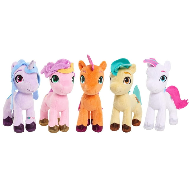 My Little Pony Small Plush Friendship Set, Stuffed Animals Horses, Includes Sunny Starscout, Izzy Moonbow, Hitch Trailblazer, Pipp Petals, and Zipp Storm, Kids Toys for Ages 3 up