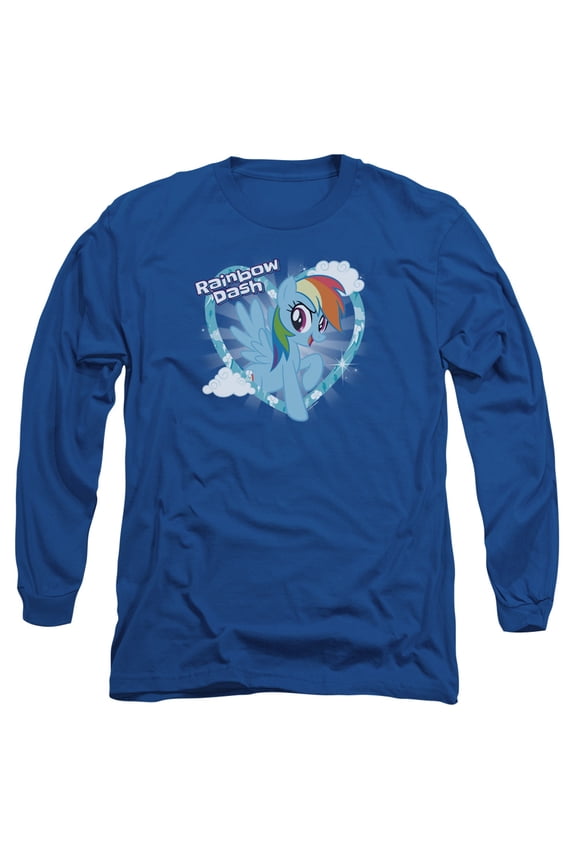 My Little Pony TV Rainbow Dash Long Sleeve Adult 18/1 T-Shirt Royal Blue