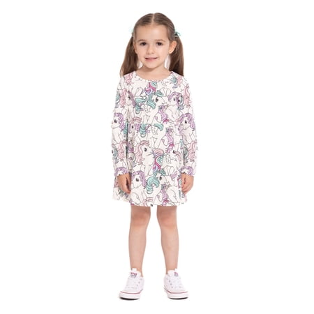 My Little Pony Toddler Girls' Print Dress with Long Sleeves, Sizes 12M-5T