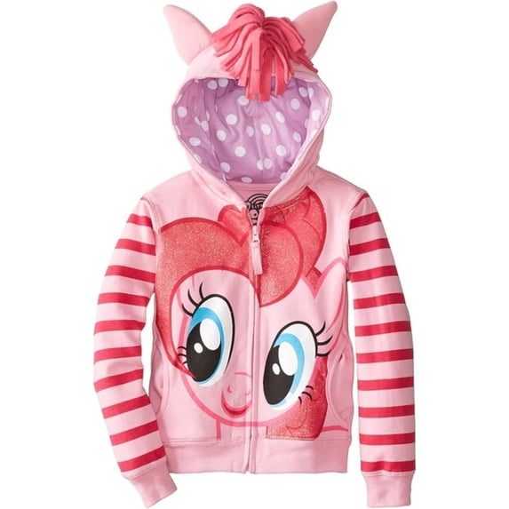 My Little Pony Toddler Little Girls Pinkie Pie Zip-Up Hoodie with Ears & Mane Sizes 2T-7