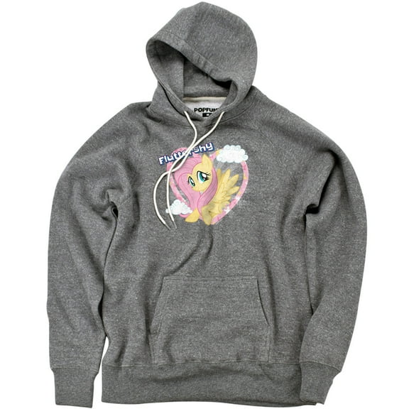 My Little Pony Tv Fluttershy Unisex Adult Slim Fit Pull-Over Heather Hoodie, Athletic Heather, Small