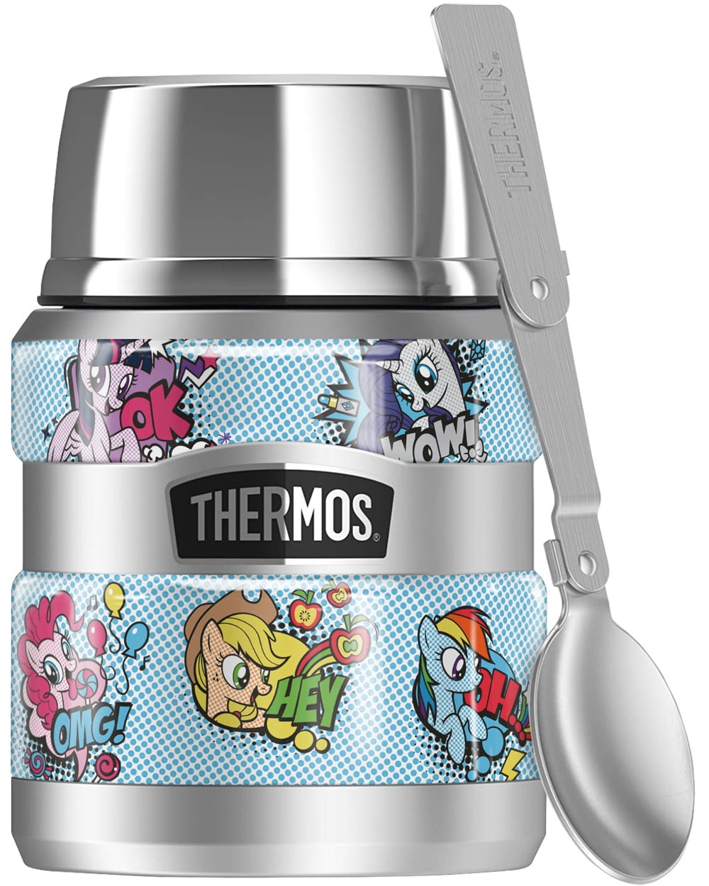 My Little Pony Tv Pony Comic THERMOS STAINLESS KING Stainless Steel Food Jar with Folding Spoon, Vacuum insulated & Double Wall, 16oz