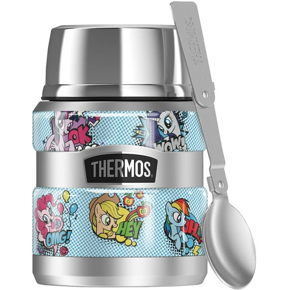 My Little Pony Tv Pony Comic THERMOS STAINLESS KING Stainless Steel Food Jar with Folding Spoon, Vacuum insulated & Double Wall, 16oz