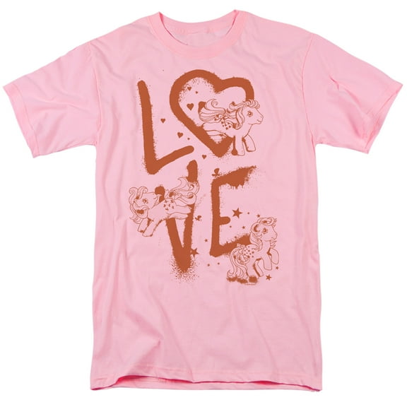 My Little Pony Valentine's Day Graffiti Love Unisex Adult T Shirt, Pink, Large