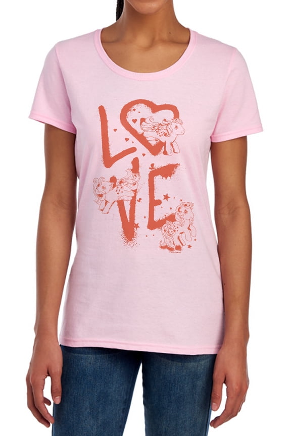 Valentine's Day Graffiti Love Women's T Shirt, Pink, Medium