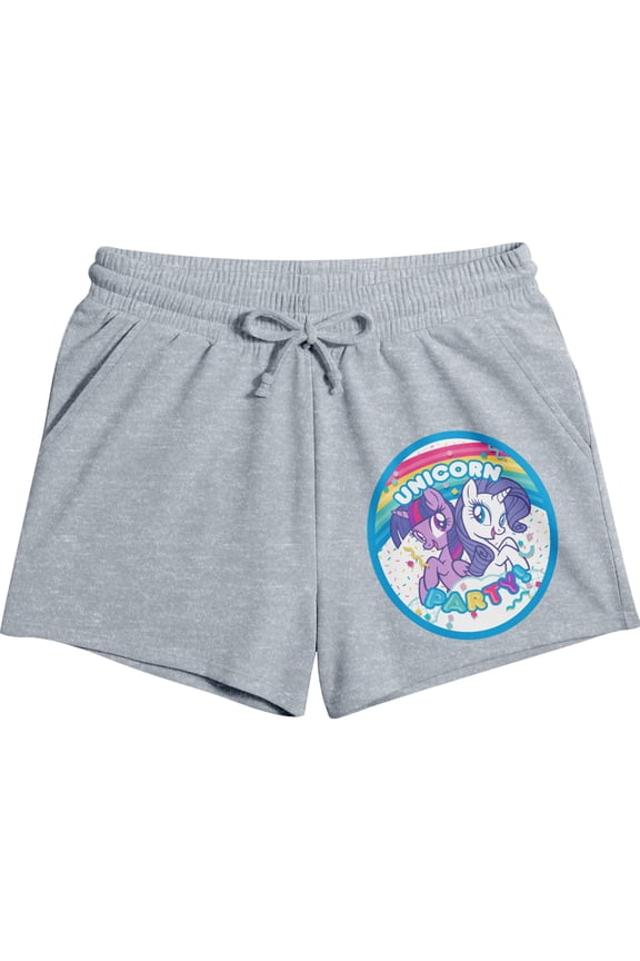 My Little Pony Women's Lounge Shorts Unicorn Party Graphic Elastic Drawstring Waistband Officially Licensed Adult Sleepwear-Medium
