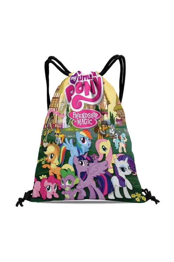 My Little Pony-theme Drawstring Backpack Sports Gym Bag Water Resistant String Bag Cinch Bag12''X16''30X40cm