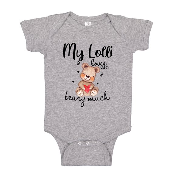 My Lolli Loves Me Beary Much Baby Bodysuit One Piece NB Athletic Heather