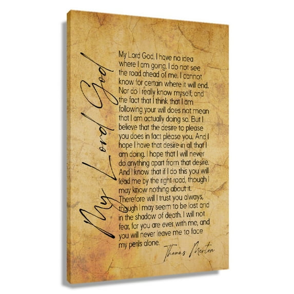 My Lord God Quotes Wall Art Thomas Merton's Prayer Poster Pictures Vertical Canvas Print for Bedroom Artwork Kitchen Decor Hallway Giclee Art
