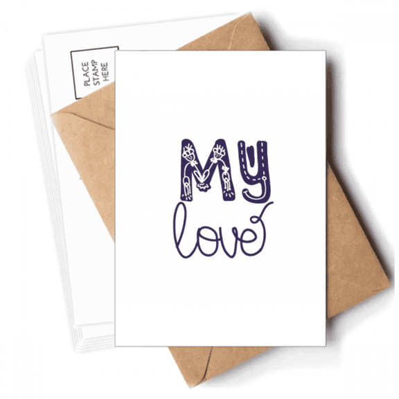 My Love Cute Quote Handwrite Style Postcards Envelopes Blank Note Cards Mailing