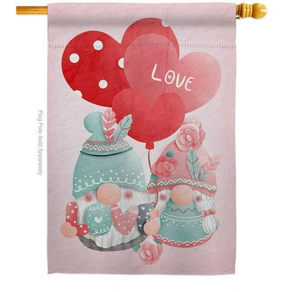 My Love Gnome Springtime Valentine Double-Sided Garden Decorative House Flag, Multi Color