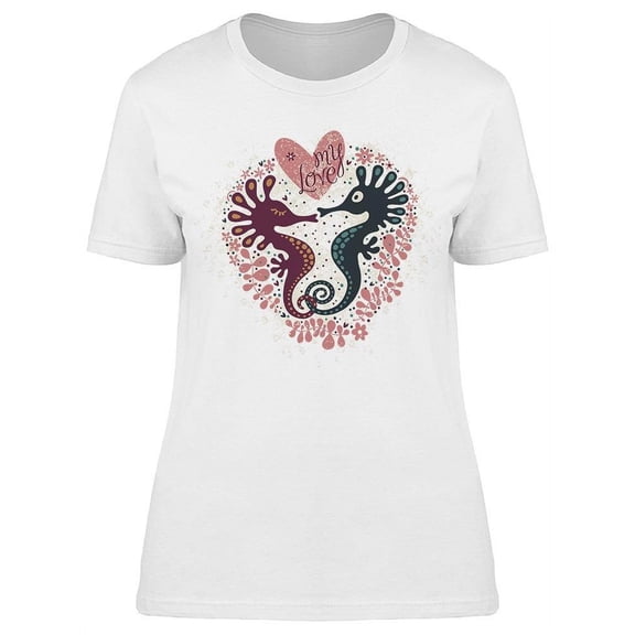 My Love Heart Seahorse Sketch T-Shirt Women -Image by Shutterstock, Female 3X-Large