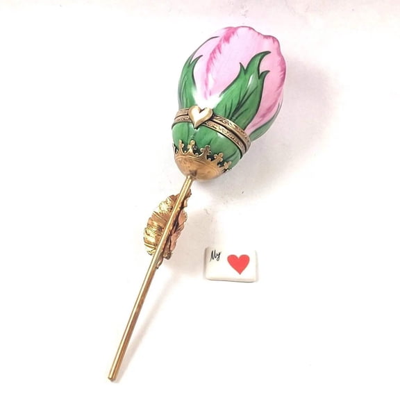 My Love Pink Rose for Romantic Gifts Limoges Box Porcelain Figurine