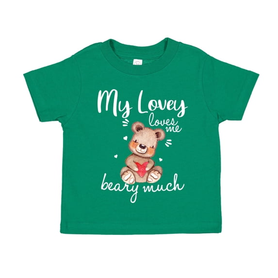 My Lovey Loves Me Beary Much Toddler T-Shirt 2T Kelly Green