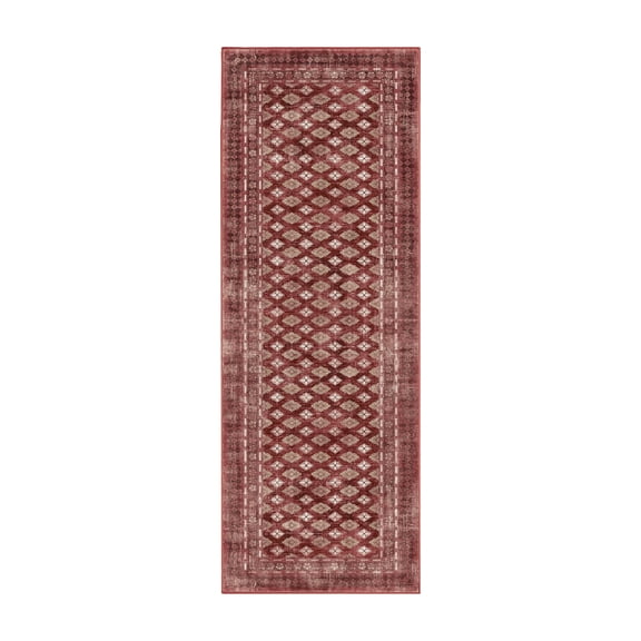 My Magic Carpet 2.5'x7' Machine Washable Non-Slip Kitchen Hallway Runner Rug - Elara Rouge Red
