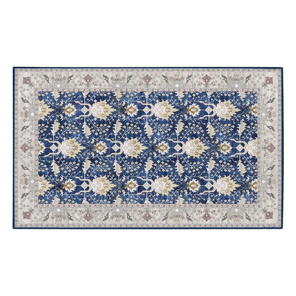 My Magic Carpet 3'x5' Machine Washable Non-Slip Kitchen Entryway Area Rug - Aurelian Sapphire Blue