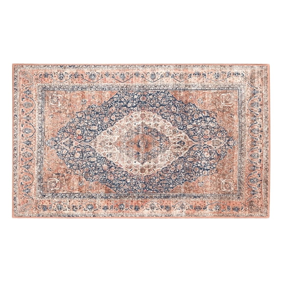 My Magic Carpet 3'x5' Machine Washable Non-Slip Kitchen Entryway Area Rug - Isabel Vintage Coral