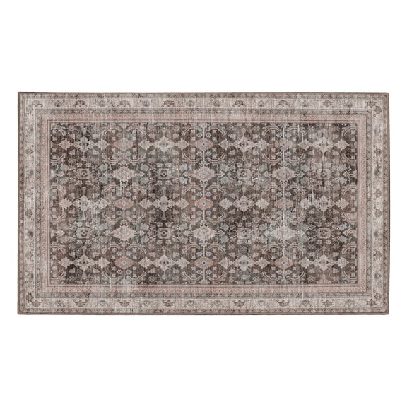 My Magic Carpet 3'x5' Machine Washable Non-Slip Kitchen Entryway Area Rug - Verdelle Taupe Brown