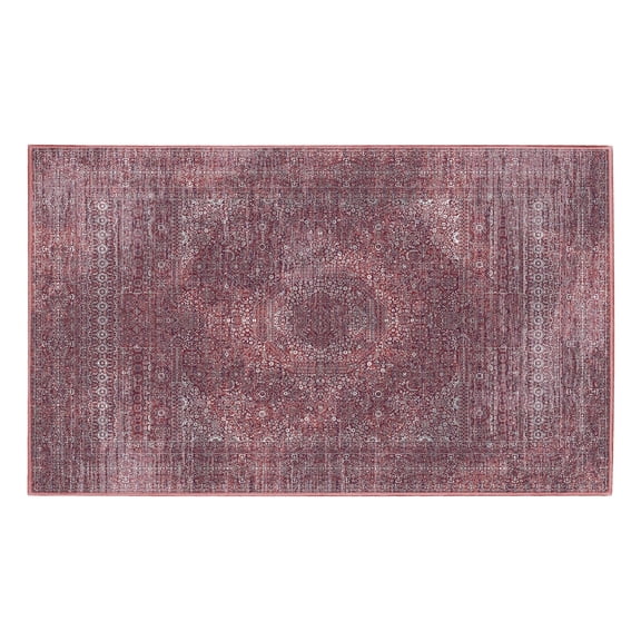 My Magic Carpet 3'x5' Machine Washable Non-Slip Kitchen Entryway Rug - Tabriz Mirage Burgundy Red