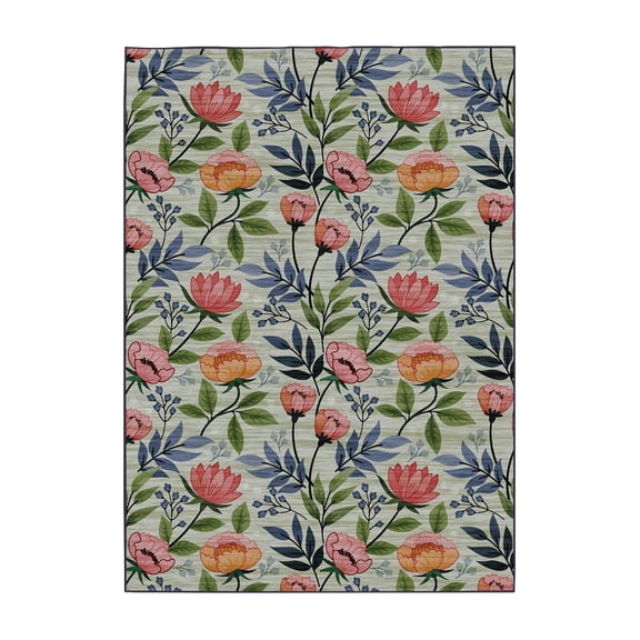 My Magic Carpet 5'x7' Machine Washable Non-Slip Bedroom Dining Living Room Rug - Marisol Gardenia
