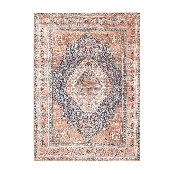 My Magic Carpet 5'x7' Machine Washable Non-Slip Dining Living Room Area Rug - Isabel Vintage Coral
