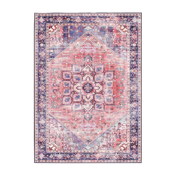 My Magic Carpet 5x7' Machine Washable Non-Slip Bedroom Dining Living Room Rug, Seraphina Multicolor