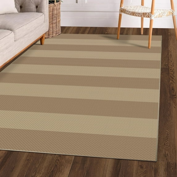 My Magic Carpet 5'x7' Machine Washable Non-Slip Faux Jute Area Rug - Anika Striped Natural