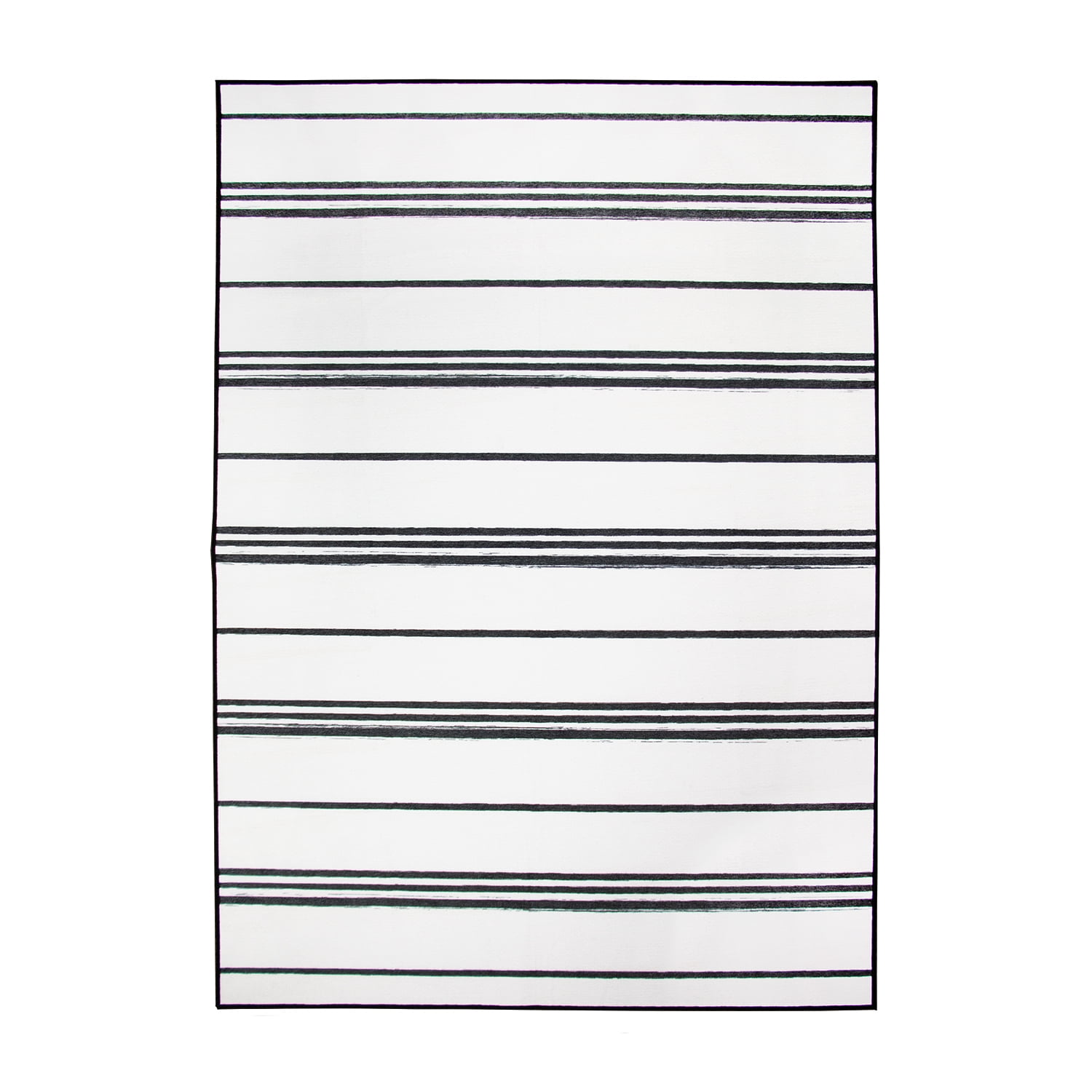 Stripe Delight 5' x 7' Black and White Washable Synthetic Rug