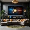 thumbnail image 1 of My Magic Carpet 6' Round Machine Washable Non-Slip Stain-Resistant Area Rug, Bitcoin Cryptocurrency, 1 of 4