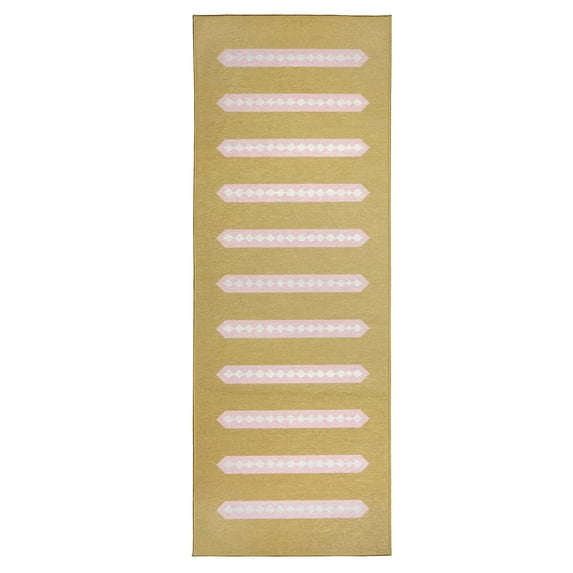 My Magic Carpet 2.5'x7' Machine Washable Non-Slip Kitchen Hallway Rug - Dash And Dot Honey Beige