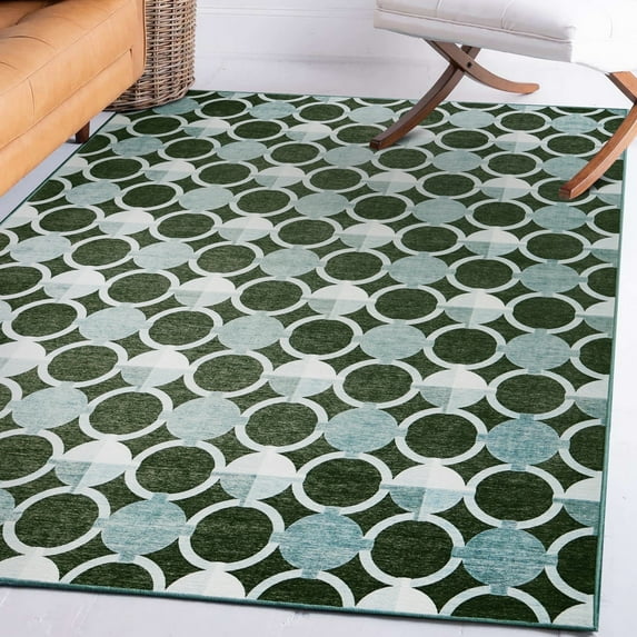My Magic Carpet 5'x7' Machine Washable Non-Slip Dining Living Room Area Rug - Dula Dark Sage Green