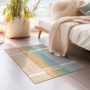 My Magic Carpet 3x5 Machine Washable Kitchen Entryway Bedroom Area Rug - Flux Striped Multicolor