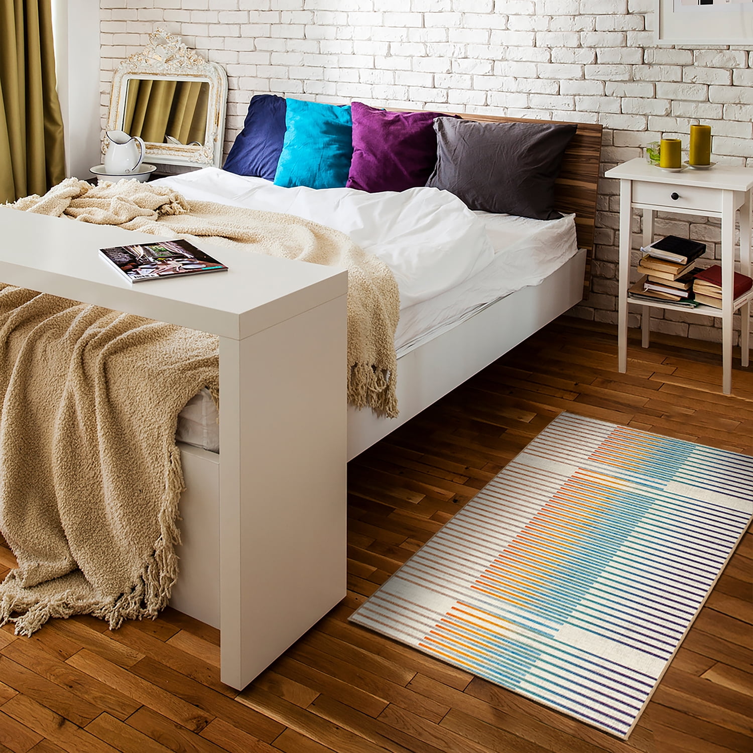 My Magic Carpet Machine Washable Flux Striped Accent Rug, Multi Color ...