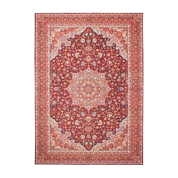 My Magic Carpet 5'x7' Machine Washable Non-Slip Dining Living Room Area Rug - Kenya Ruby