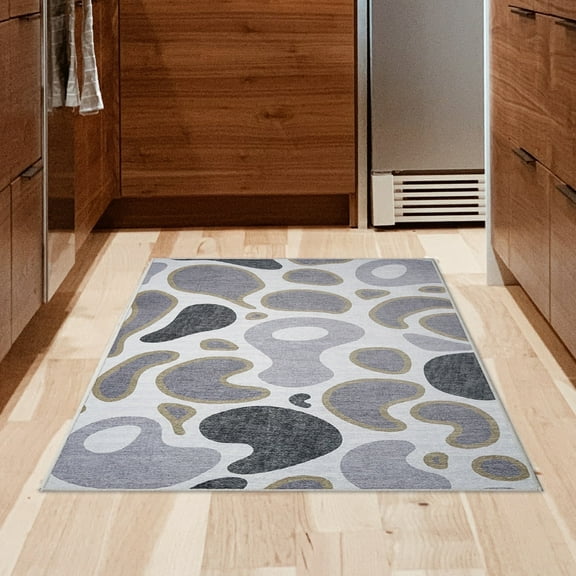 My Magic Carpet 3'x5' Machine Washable Non-Slip Kitchen Entryway Area Rug - Kyoa Grey Olive