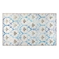 thumbnail image 1 of My Magic Carpet 3x5' Machine Washable Non-Slip Kitchen Entryway Area Rug, Leilani Damask Beige Blue, 1 of 6